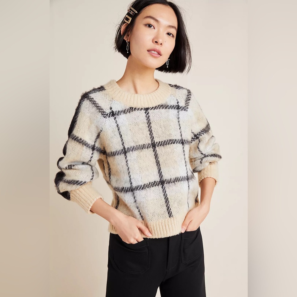 Anthropologie Jessa Windowpane Sweater